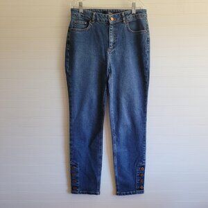 Boden Jeans Womens Size 6 Blue The Chester Straight Metal Button Detail